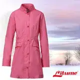 【意都美 Litume】女款 單件式輕量化防水長版風衣外套(馬卡龍時尚款_可變換不同造型) 桃紅 E8732