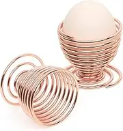 TRIXES 2 x Rose Gold Steel Wire Spiral Spring Egg Cups