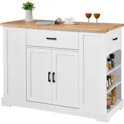 Multifunctional Kitchen Island Cart with Storage Drawers and Adjustable Shelves
