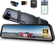 P12 Plus 4K 12'' Night Vision 2160P Front & Rear View Camera Mirror Dash Cam NEW