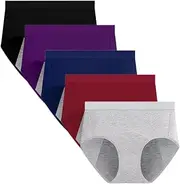 [Lohhbve] Menstrual Protective Panties 5 Pack for Big Girls Soft Period Knickers Cotton Breathable Leak Proof Briefs