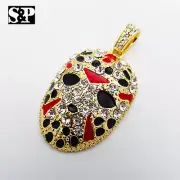 ICED JASON MASK HIP HOP CUBIC ZIRCONIA GOLD PLATED BLING FASHION CHARM PENDANT