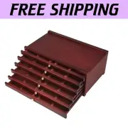 Portable 6-Drawer Beechwood Artist Storage Box in Elegant Mahogany Finish