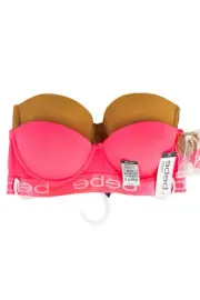 2 PK Pink BEIGE bebe Sexy Strapless Push Up Wire Bra Padded Removable Strap 2649