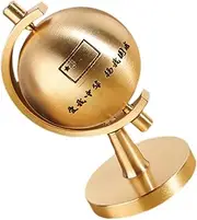 Kisangel Elegant Brass Globe with Base Decorative Rotating Desktop Globe Decor for Home Office Classroom Compact and Stable Design for Space Saving Use