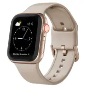 For Apple Watch Series 5,40-mm Case,Pin Buckle Silicone Watch Band,Milk Tea