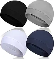 [YOHITOP] 4 Pieces Cotton Skull Caps for Men, Lightweight Breathable Skull Beanie Sleep Cap Helmet Liner for Women