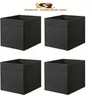 4 x Black DRONA Box Fabric Storage Expedite Shelving Books Toys Storage Box