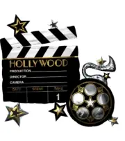 XL 30" Hollywood Clapper and Film Reel Super Shape Mylar Foil Balloon Party