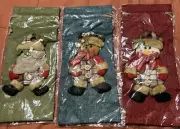 3 Pack Christmas Wine Bottle Bags With Drawstrings Santa, Reindeer, Snowman