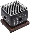 Aluminum griller charcoal grill wire mesh wooden stand hibachi style M size JZ
