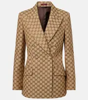 [Gucci] Gucci Cotton-blend GG jacquard blazer AU 10 brown