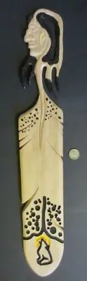 Warrior & Wolf: Elaborately Carved, painted Cedar Feather Jason Tomah, Mi'kmaw