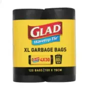 Glad Wavetop Tie 80L Extra Large Garbage Bags 120 Pack