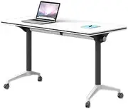 Foldable And Reversible Office Conference Table, Modern Desk With Locking Casters Free Splicing Multifunctional Suitable For Classroom Reception Room, Conference Room Use(160*50cm/63*19.7in)