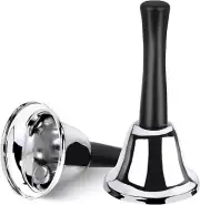 2 Pc Silver Steel Hand Bell w/Handle - Multipurpose