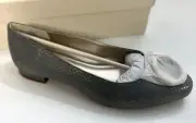 Anne Klein Snake Suede Gray gold Flats 1/2" block heel Soft cushioned AK183041