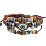 Charms & Charm Bracelets Bracelets Bangles Vintage Mystic Eye Charm Leather Wrap