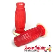 Handlebar Twist Grips (Superflex / Bubble) Red Transparent (22mm 120mm) (Vespa