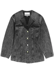 Ganni Acid-wash Denim Blazer - Black - 10 10