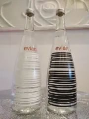 Alexander Wang EVIAN Water RARE COLLECTABLE Glass Set BOTTLES Black & White 2015