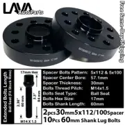 2PC 30MM THICK 5X112 & 5x100 57.1MM C.B WHEEL SPACER +14x1.5 BOLT FIT AUDI MODEL (for: Audi)