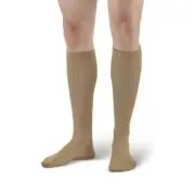 AW Style 129 Microfiber/Cotton Knee High Socks - 15-20mmHg (Khaki) Large