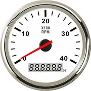 APTPKGDFDK Universal 85mm Car Boat Tacho Sensor Marine Tachometer with Hourmeter 3000 4000 6000 8000 RPM Tachometer 12V/24V Red Backlight Temperature Meter(4K-WS)