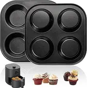 Yomvzake Air Fryer Muffin Pan, 2 Pack Cupcake Molds for Air Fryer and Toaster Oven, Nonstick Baking Pan for Countertop and Small Oven