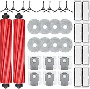 28 Pcs Replacement Parts for Roborock Q Revo, Accessories Set for Roborock P10 Pro（Q Revo） Robtic Vacuum Cleaner inclue 2 Roller Brush，8 Side Brush，4 Hepa Filters，8 Mop Cloth, 6 Dust Bags