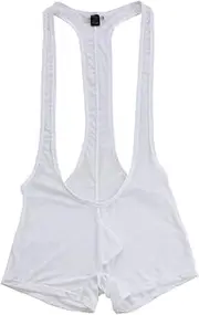 [ZSQBQ] Men Sexy Suspender Jockstrap Underwear Breathable Wrestling Singlet Boxer Briefs Top Leotard Bodysuit