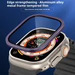 適用於APPLE WATCH S9/ULTRA2/ULTRA鋁合金金屬框+鋼化膜一體殼