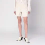 [Frame] Butter-coloured denim bermuda shorts 26 White