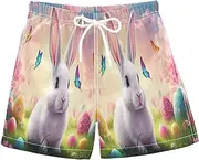 [RPLIFE] Swimming Shorts for Boys, Anti-Chafe Swim Trunks Boys 2 T, Whimsical Scene Cute White Bunny