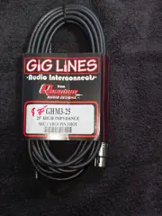 Quantum Audio Designs 25' high impedance mic cable pin 3 hot 1/4" to XLR