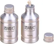 SKYPRO 2 Packs Portable Alcohol Burner Lamp Case 100ml Aluminum Alloy Stoves Alcohol Lamp for Outdoor Hiking Picnic Lab Equipment - Silver