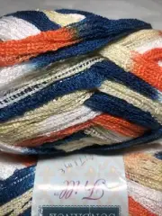 Sundance Frill Yarn MARITIME - Orange,navy Blue,white 4 Skeins