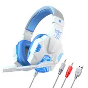 Wired Gaming Headset Headphones with Microphone LED Light-White
