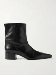 [KHAITE] KHAITE - Andee Crinkled-leather Ankle Boots - Black - IT39 IT 39 Black
