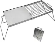 TDRSPLY Heavy Duty 24” Stainless Steel Folding Campfire Grill Campfire Grill Grate and Griddle Camp Fire Grill With Folding Grill Design With Compact Storage