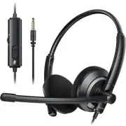 Wired Headset with Microphone for PC Laptop - 3.5mm Jack On Ear Headphones wi...