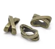 Bronze slider spacer beads - 10mm x 7mm - bronze slider bead for leather cord or