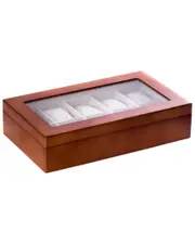 Bey-Berk Cherry-Finished Wood 10-Watch Case