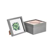 Nicola Spring Acrylic 3D Box Photo Frames with 4" x 4" Mounts - 8" x 8" - Grey - Pack of 5