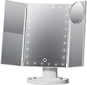 Make Up with Lighting - Trifold Vanity Desk,Tabletop Makeup 2X 3X 10X Magnification 52 LEDs Dimmable Make Up for Travel