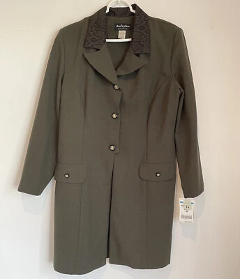 NWT Womens Jacket Size 16 Green Chads Place Trench Coat Blazer Office Business