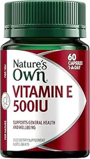 Nature's Own Vitamin E 500IU Capsules 60 - Antioxidant Reduces Free Radicals - Supports Healthy Immune System Function in Elderly Individuals- Helps Prevent Vitamin E Deficiency