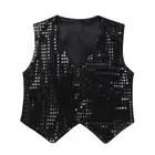 Boys Girls Long Sleeve Shiny Sequin Shirt Disco Hip-hop Jazz Dance Top AU