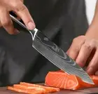 Chef Nakiri Knife Set Laser Damascus Pattern Stainless Steel Wood Handle Slicing