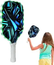 LED Pickleball Racket, Lightweight Fiberglass Outdoor Accessories Comfortable Grip Non-Slip Honeycomb Core Night Accessories